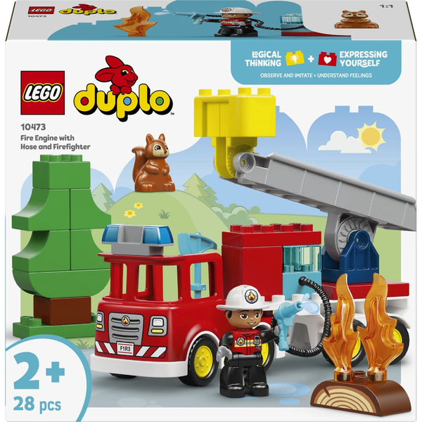 Fire Truck With Hose and Firefighter