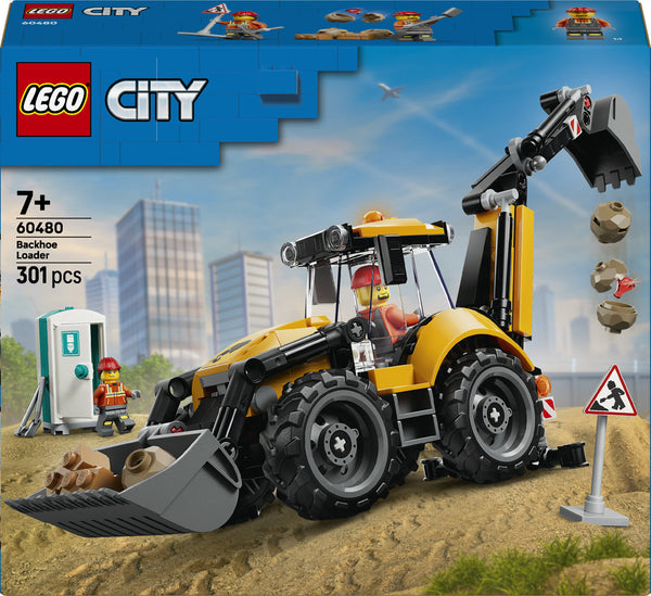 Yellow Backhoe Loader