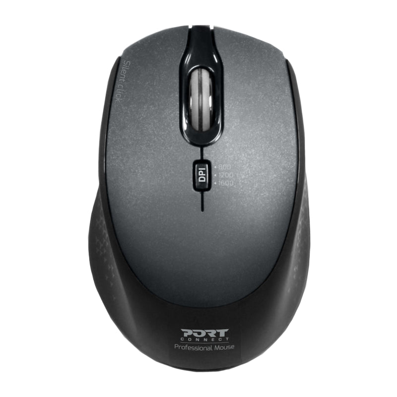Port Connect Silent 1600DPI 3 Button Wireless Mouse - Black — image 1