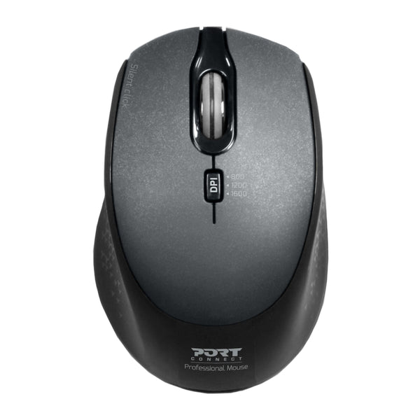 Port Connect Silent 1600DPI 3 Button Wireless Mouse - Black — image 1