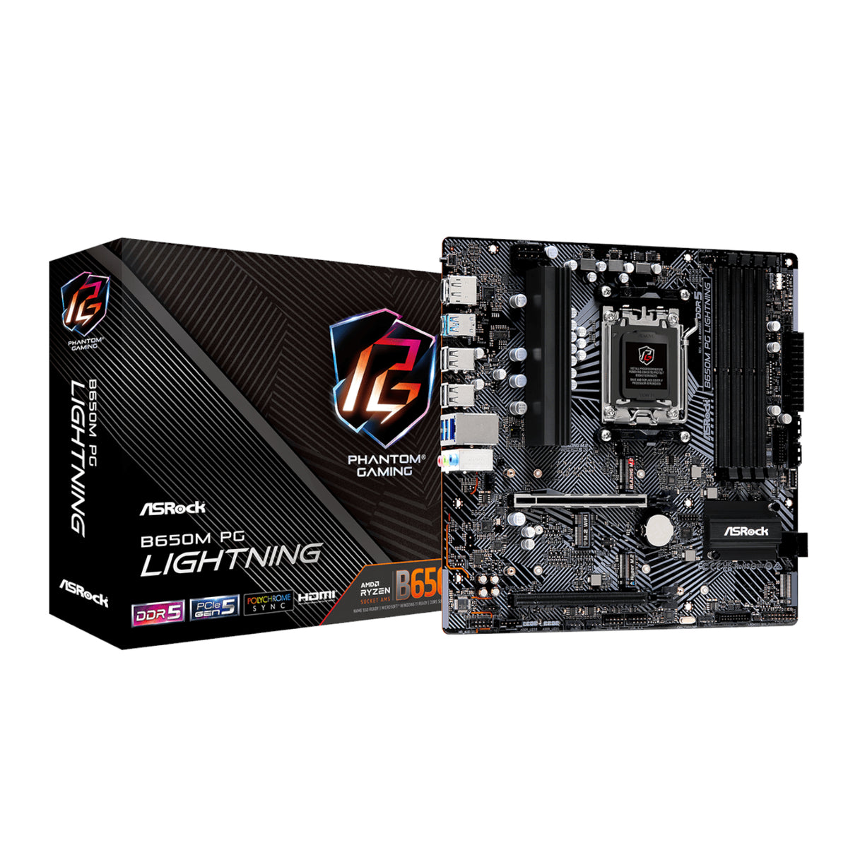 ASRock B650M PG Lightning AMD AM5 Micro ATX Motherboard — image 1