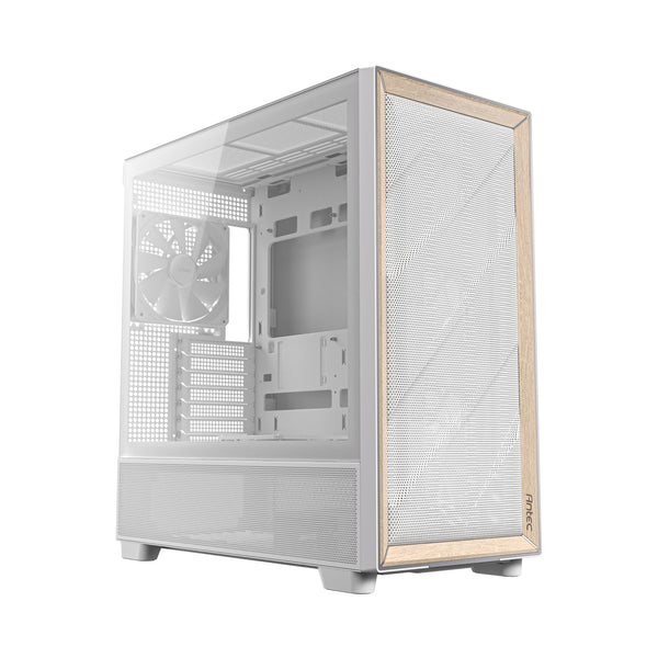 Antec FLUX Mid-Tower E-ATX Gaming Chassis Wood Front Panel - White — image 1
