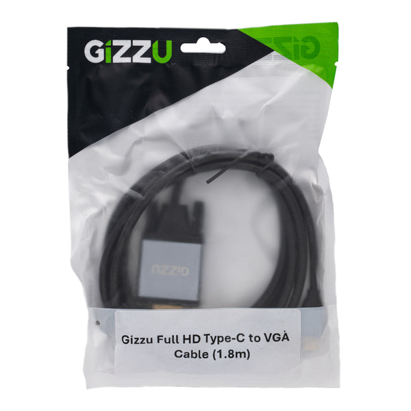 Gizzu Full HD Type-C to VGA Cable (1.8m) - Black — image 1