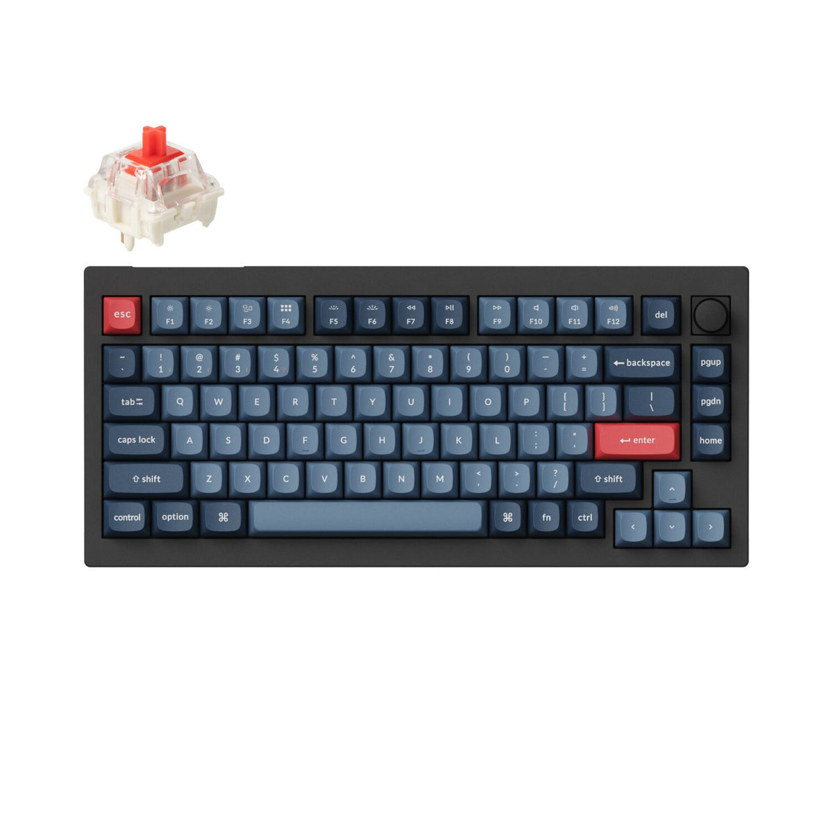 Keychron V1 Max QMK/VIA Wireless Custom Mechanical Keyboard | RED Switches - Black — image 1