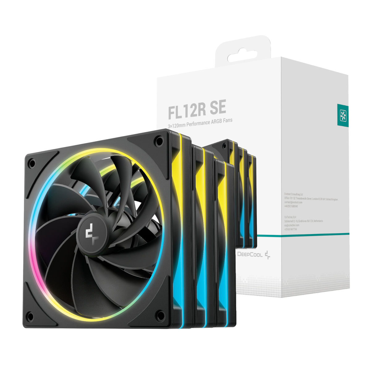 DeepCool FL12R SE 3-in-1 ARGB 120mm PWM 3 Fan Pack - Black — image 1