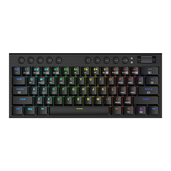 REDRAGON Horus Mini Pro 61Key Wireless Bluetooth Red Switch RGB Low Profile Gaming Mechanical Keyboard - Black — image 1